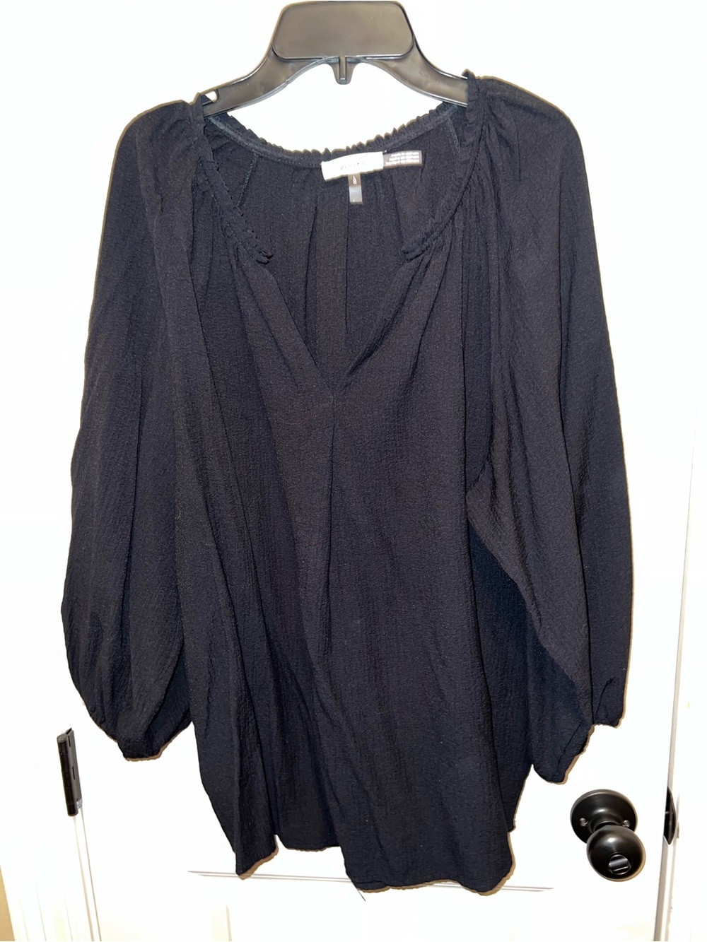 Calvin Klein Black Split-Neck Peasant Tunic